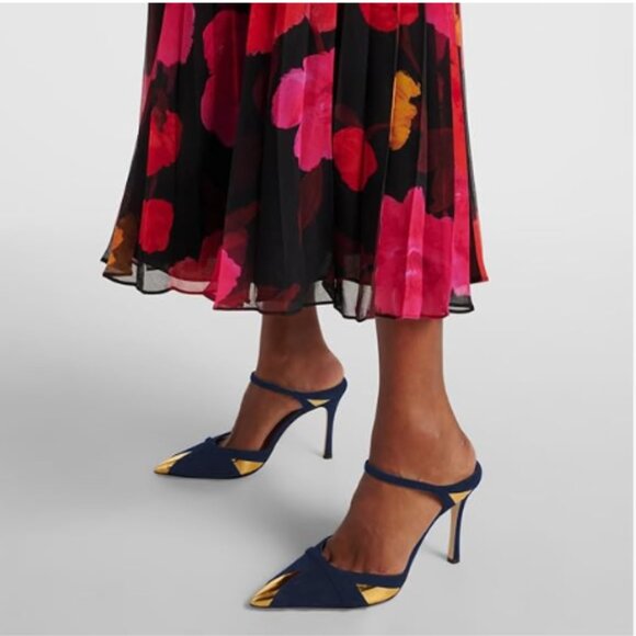 FOWT Shoes - FOWT Navy Pointed Toe Slip on Mules Backless Stiletto High Heel Sandals